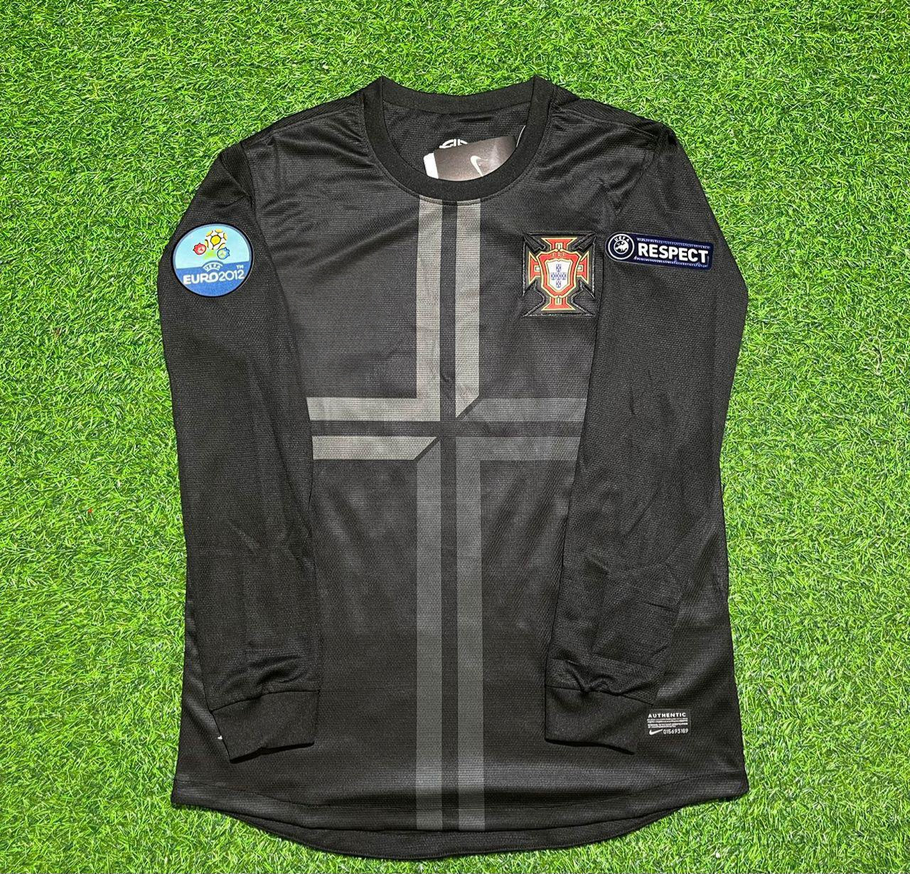 Portugal EURO 2012 Away Black Long Sleeve Retro Football Jersey Kit