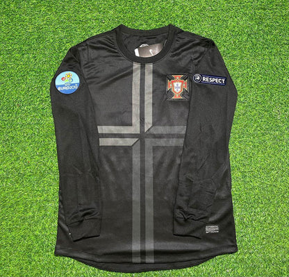 Portugal EURO 2012 Away Black Long Sleeve Retro Football Jersey Kit