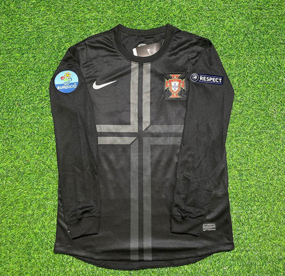 Portugal EURO 2012 Hugo Almeida #9 Away Black Long Sleeve Retro Football Jersey