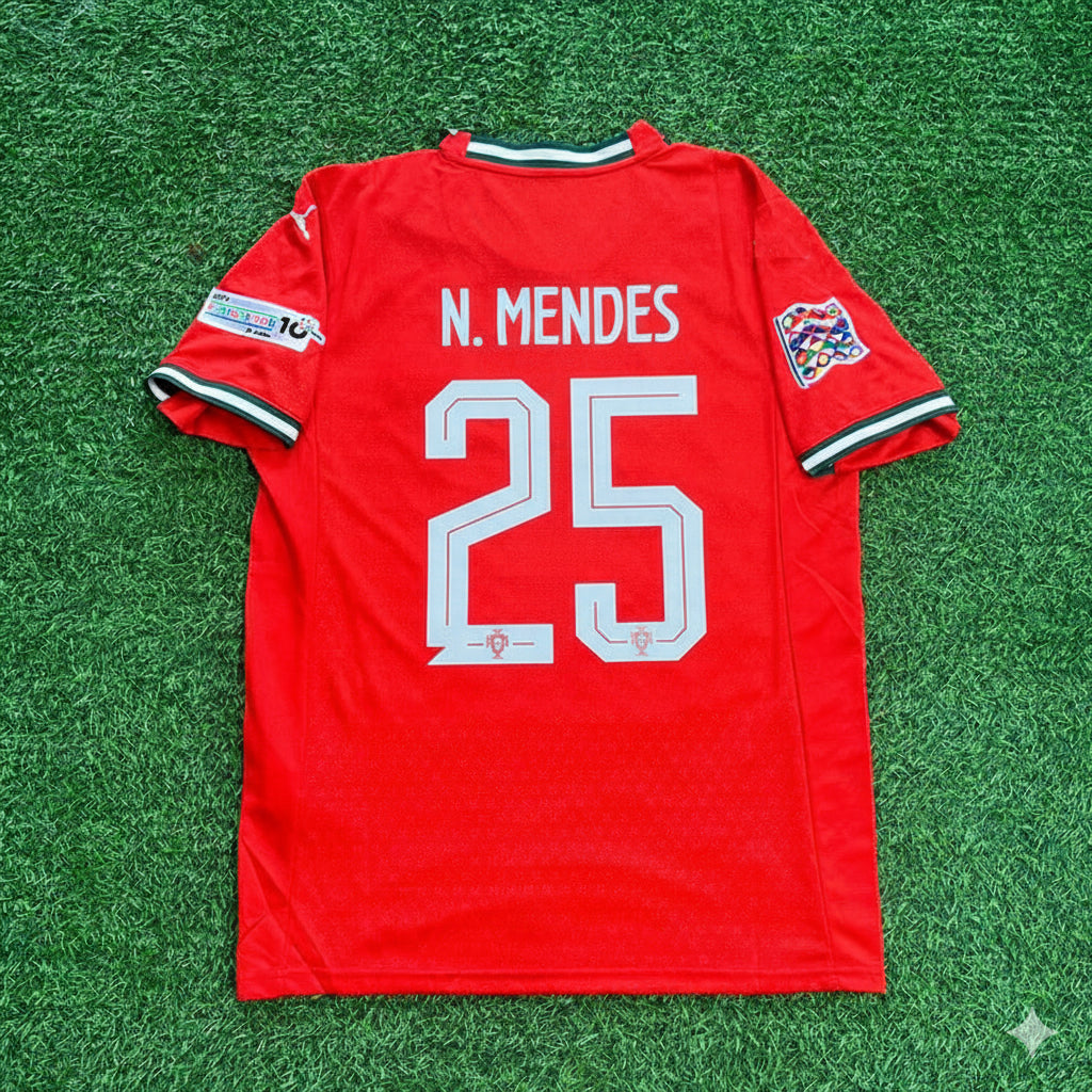 Nuno Mendes Portugal UEFA Nations League Winner Red Football Jersey