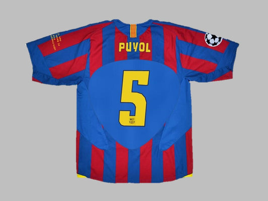 #5 Carles Puyol Barcelona 2006 Final Retro Football Jersey Soccer Kit