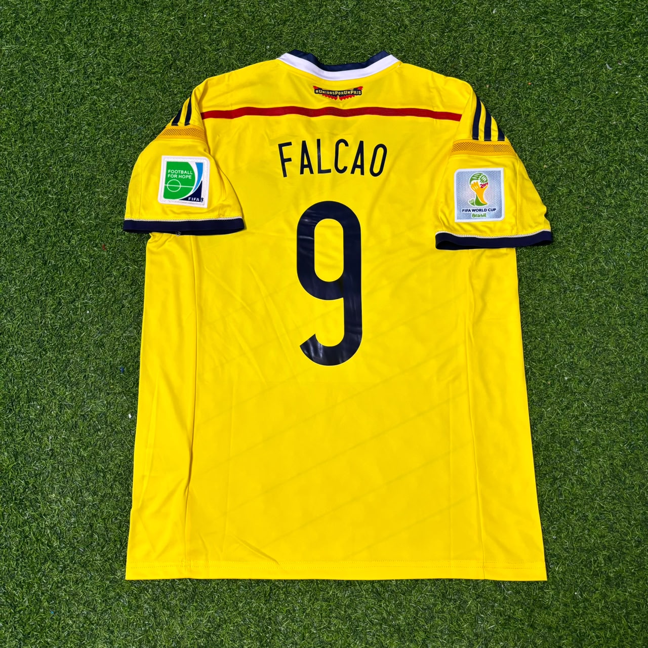 Colombia World Cup 2014 Radamel Falcao Blue Retro Football Jersey