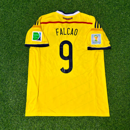 Colombia World Cup 2014 Radamel Falcao Blue Retro Football Jersey