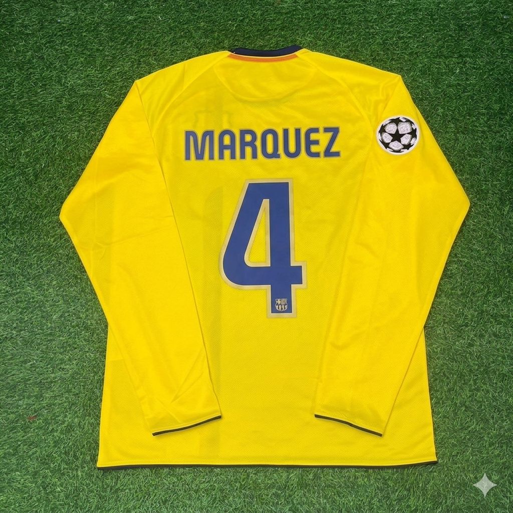 Rafael Marquez FC Barcelona 08/09 Season Yellow Away Retro Football Jersey