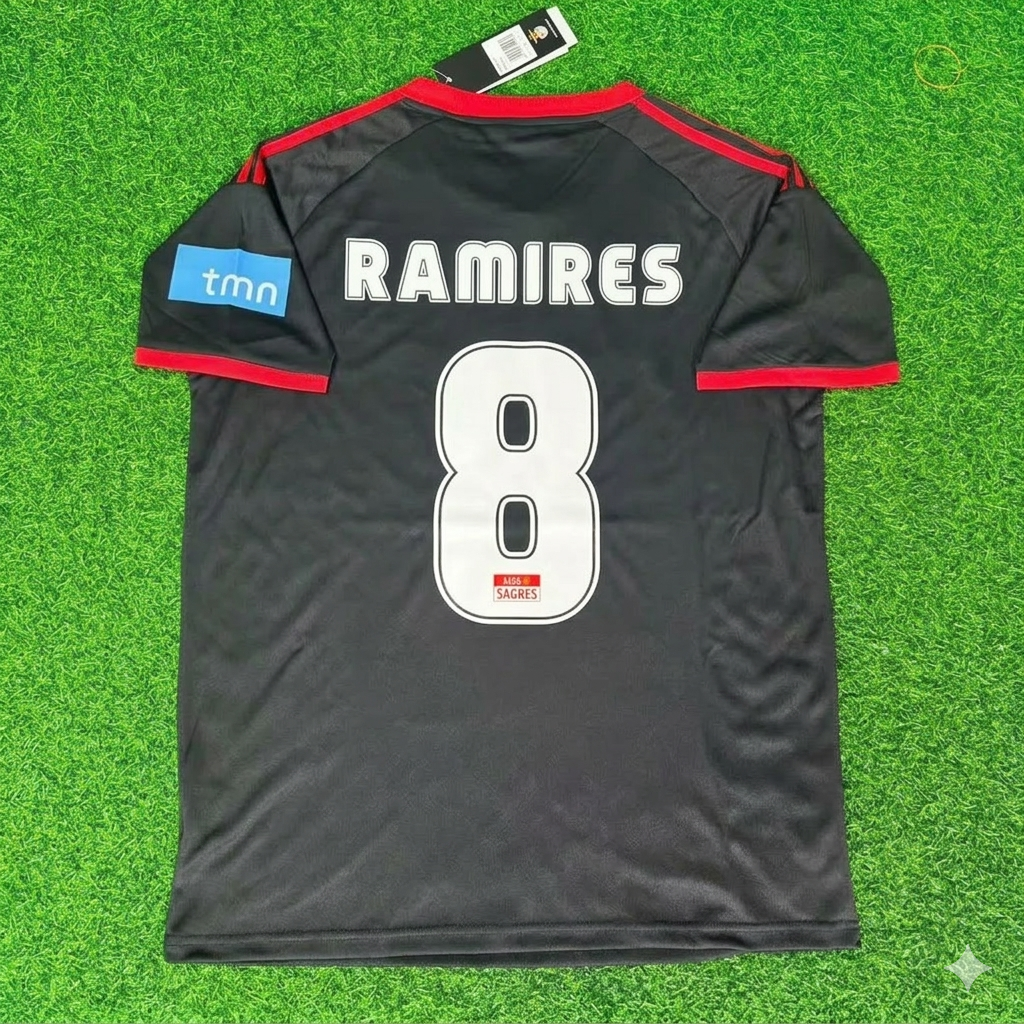 Ramires 8 Benfica 2009/2010 Away Black Retro Football Jersey Kit