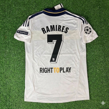 Ramires #7 Chelsea 2011 2012 Champions League White Yellow Retro Football Jersey
