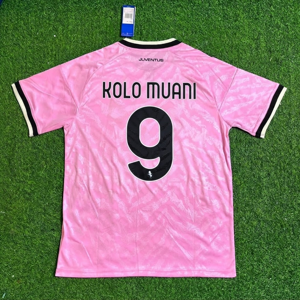 Randal Kolo Muani #9 Juventus 2026-2027 Away Pink Football Jersey