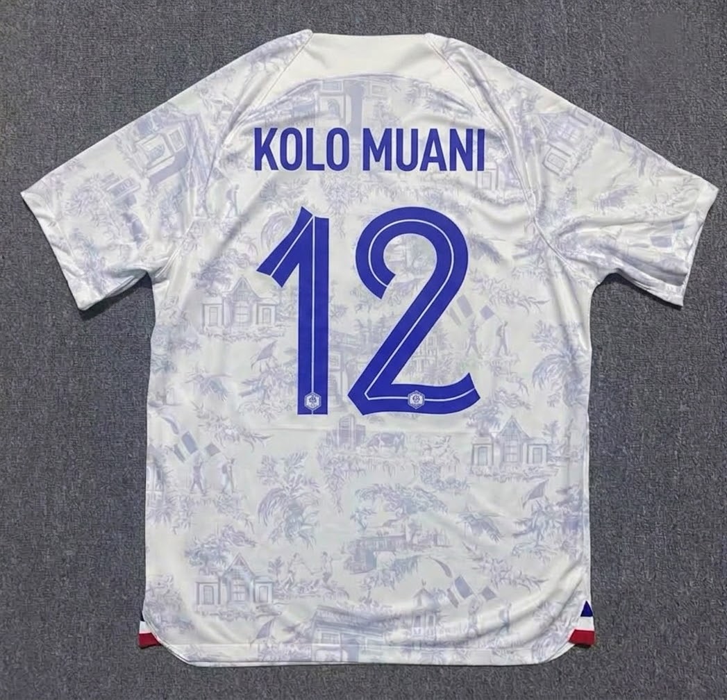 France World Cup 2022 Randel Kolo Muani #12 Away Retro Football Jersey