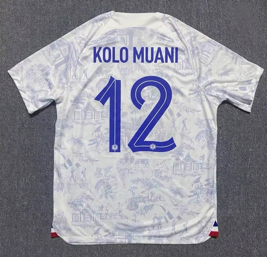 France World Cup 2022 Randel Kolo Muani #12 Away Retro Football Jersey