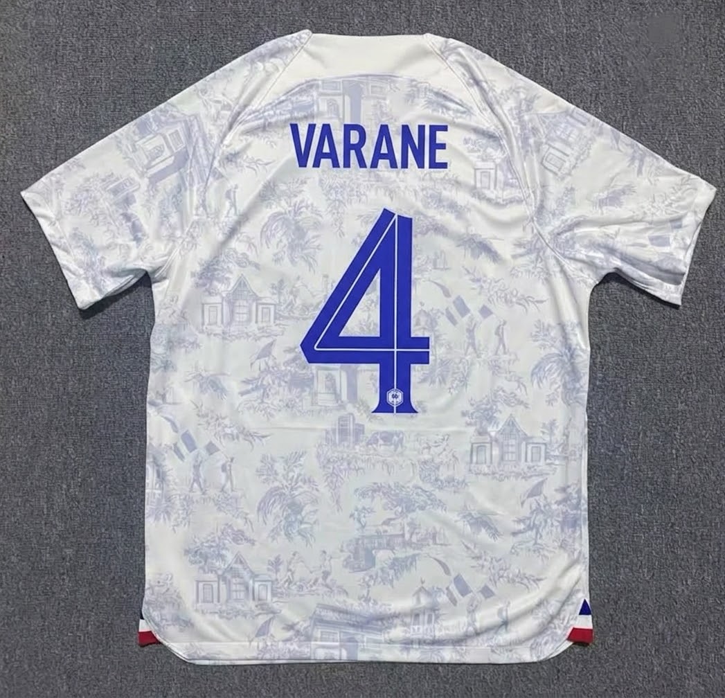 France World Cup 2022 Raphael Varane #4 Away Retro Football Jersey