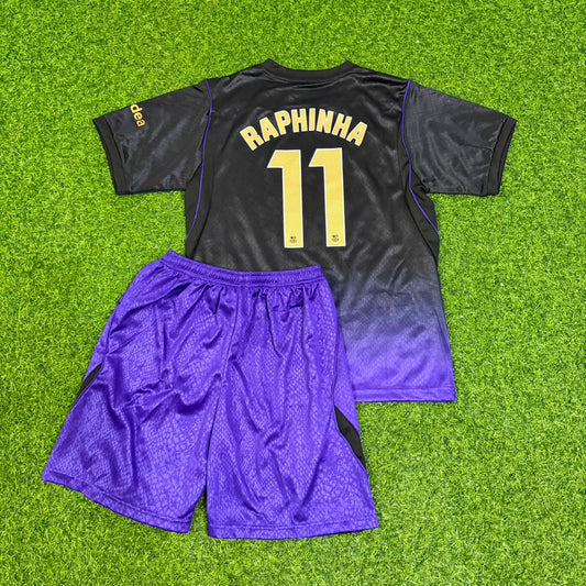 Raphinha #11 Barcelona 2027 Away Kids Football Jersey