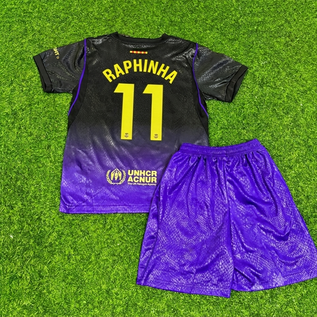 Raphinha #11 Barcelona 2027 Away Kids Football Jersey