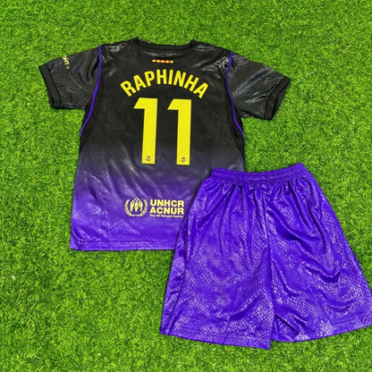 Raphinha #11 Barcelona 2027 Away Kids Football Jersey