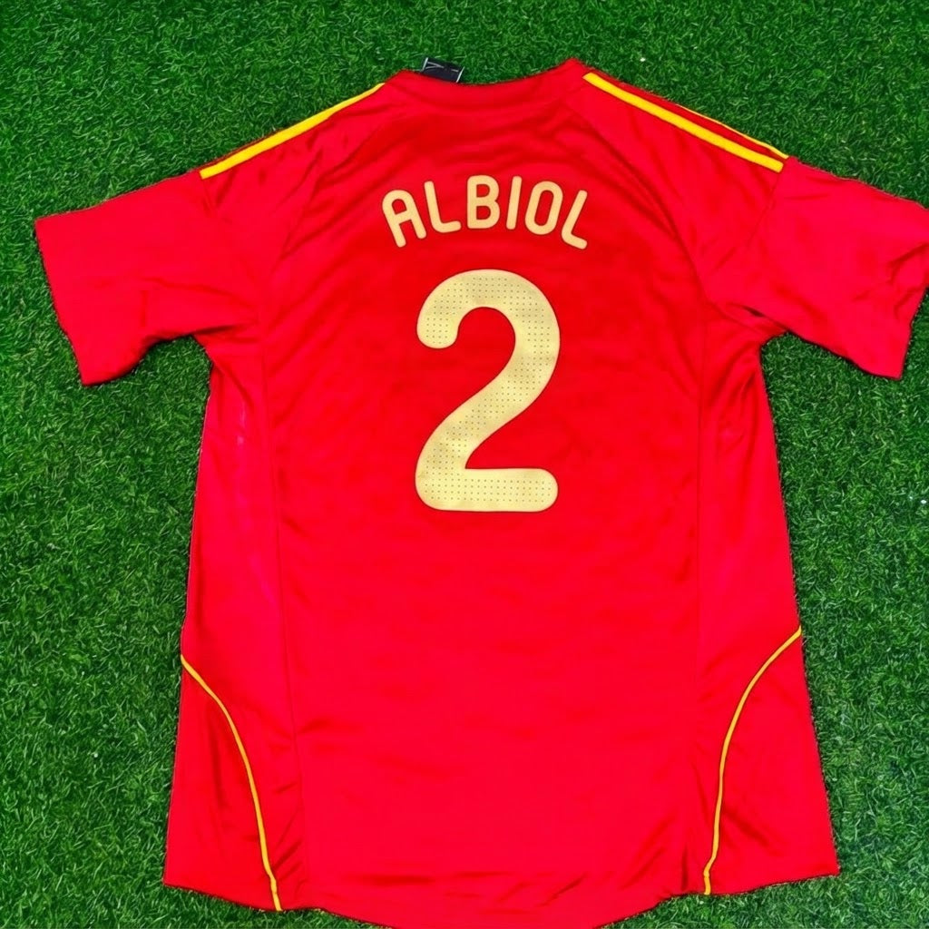 Raul Albiol #2 Spain EURO 2008 Red Home Retro Football Jersey Paradise Edition