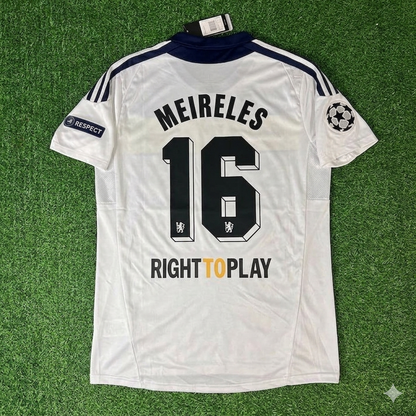 Raul Meireles #16 Chelsea 2011 2012 Champions League White Yellow Retro Football Jersey