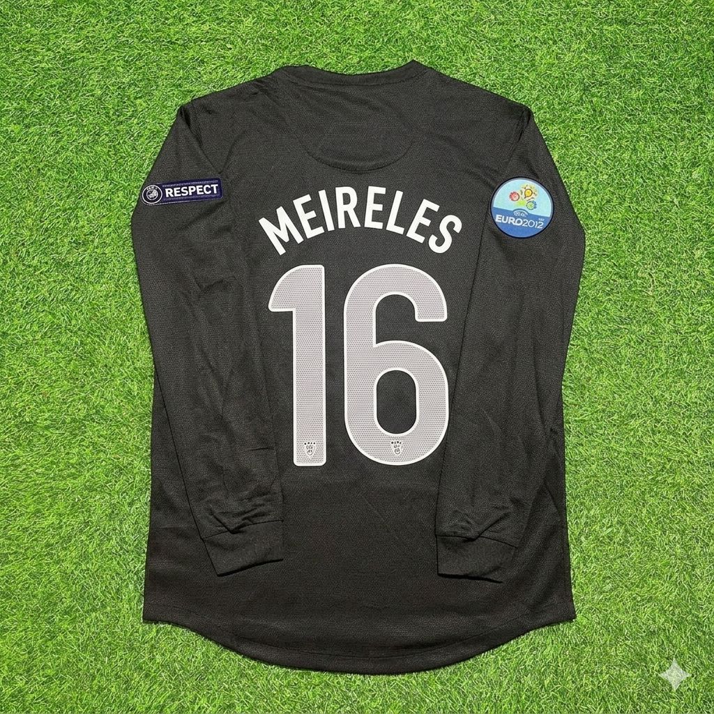 Portugal EURO 2012 Raul Meireles #16 Away Black Long Sleeve Retro Football Jersey