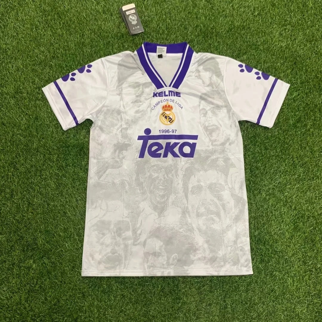 Real Madrid 1996-1997 Home Liga Champion Version Retro Jersey
