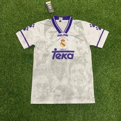 Real Madrid 1996-1997 Home Liga Champion Version Retro Jersey