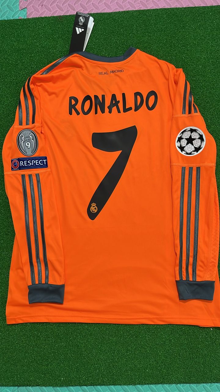 REal madrid Orange Retro Long Sleeve Football Jersey