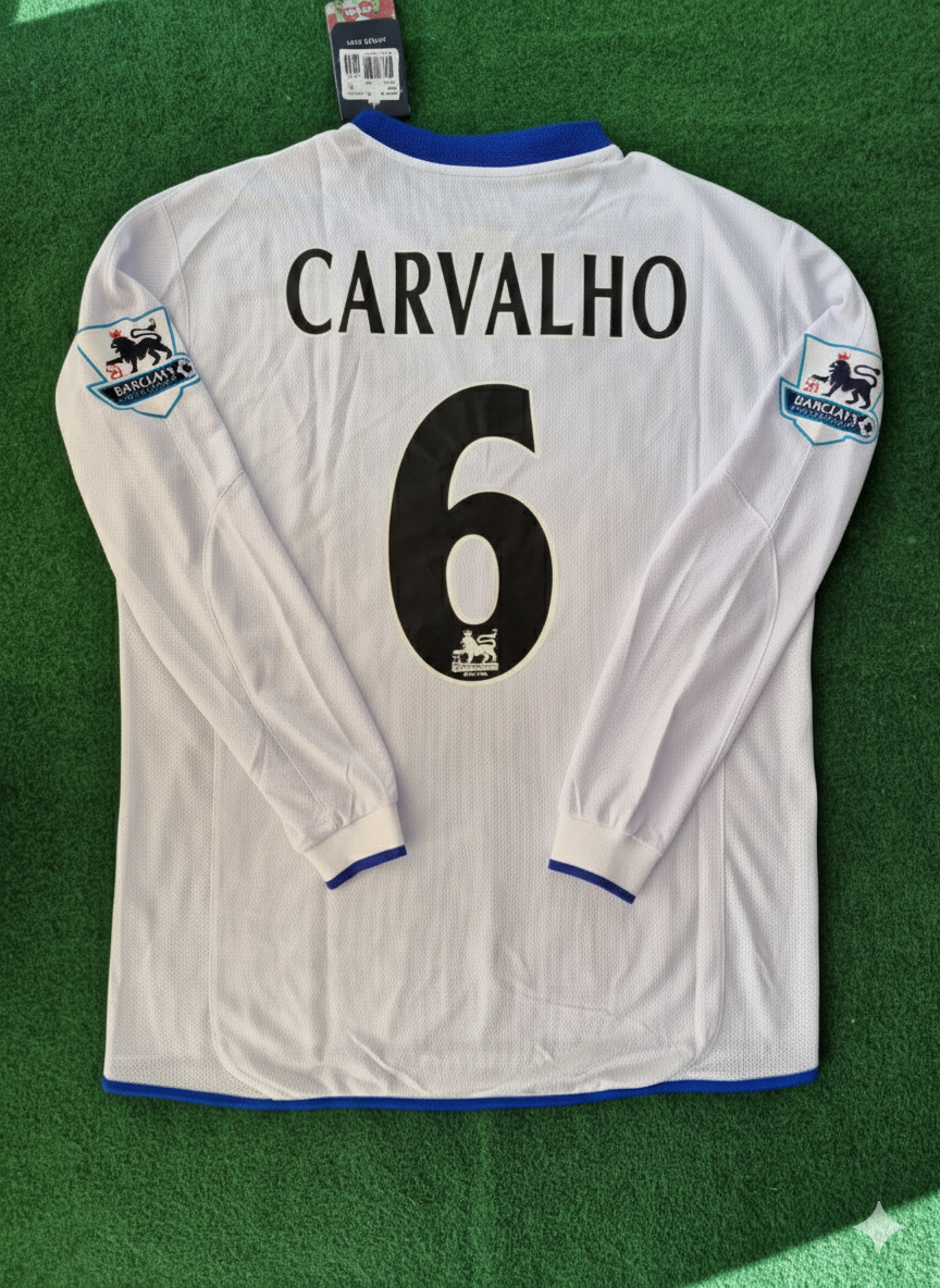 Ricardo Carvalho 6 Chelsea Away 2004 Retro White Long Sleeve Football Jersey Kit