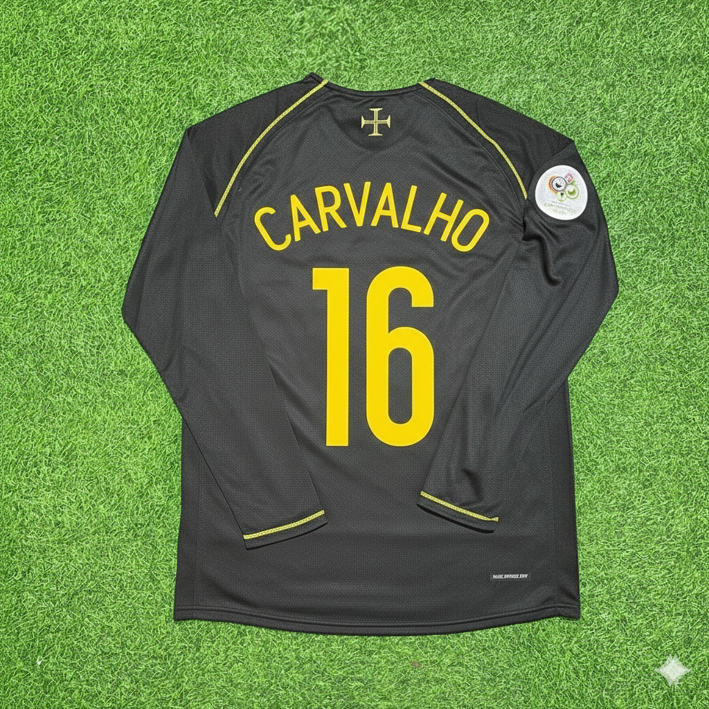 Portugal World Cup 2006 Ricardo Carvalho Long Sleeve Black Retro Football Jersey