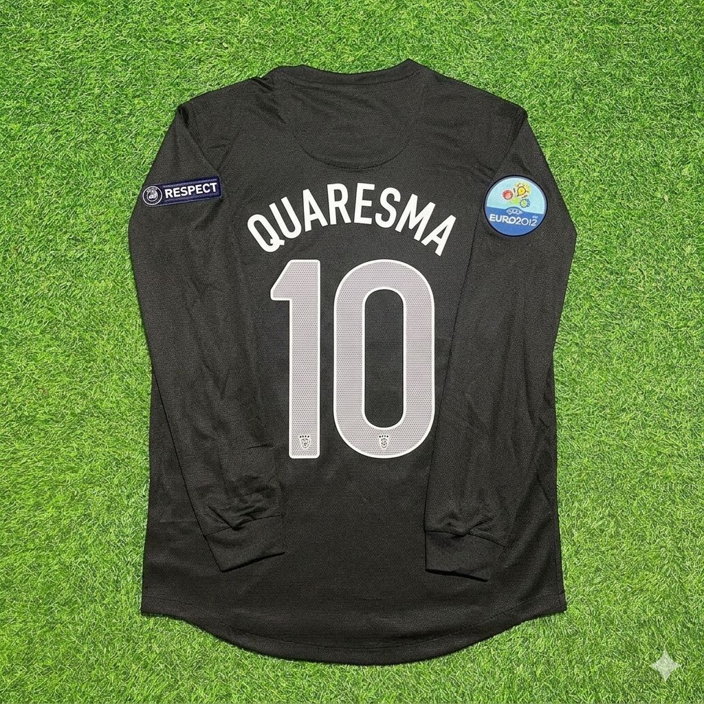 Portugal EURO 2012 Ricardo Quaresma #10 Away Black Long Sleeve Retro Football Jersey