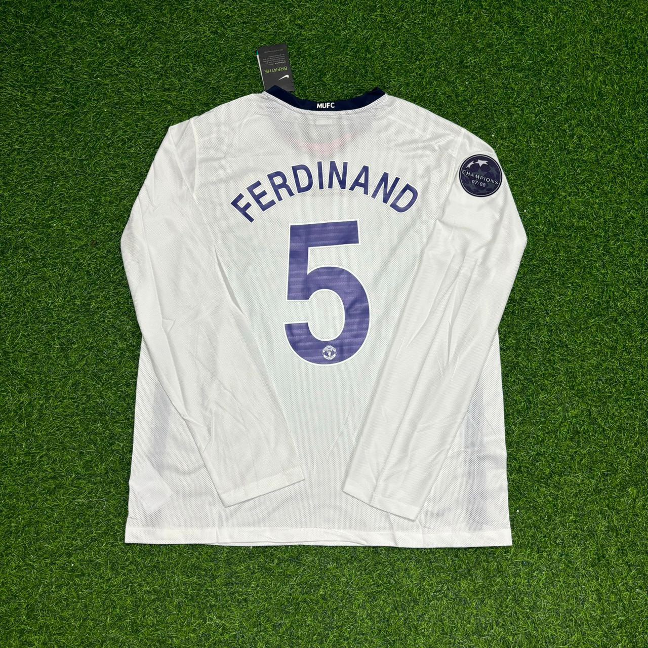 Rio Ferdinand 5 Manchester United 2009 Champions Leage Final Rome Retro Long Sleeve Football Jersey