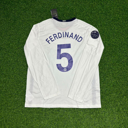 Rio Ferdinand 5 Manchester United 2009 Champions Leage Final Rome Retro Long Sleeve Football Jersey