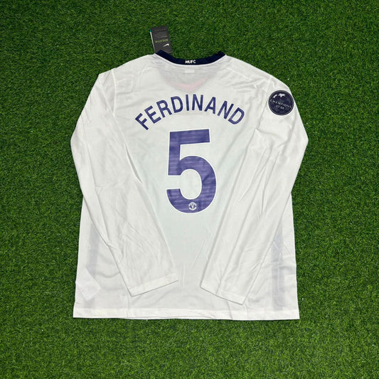 Rio Ferdinand 5 Manchester United 2009 Champions Leage Final Rome Retro Long Sleeve Football Jersey