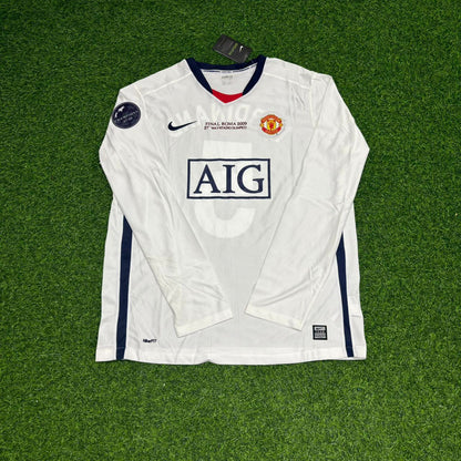 Rio Ferdinand 5 Manchester United 2009 Champions Leage Final Rome Retro Long Sleeve Football Jersey