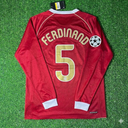 Rio Ferdinand #5 Manchester United 2006 2007 Red Golden Football Jersey