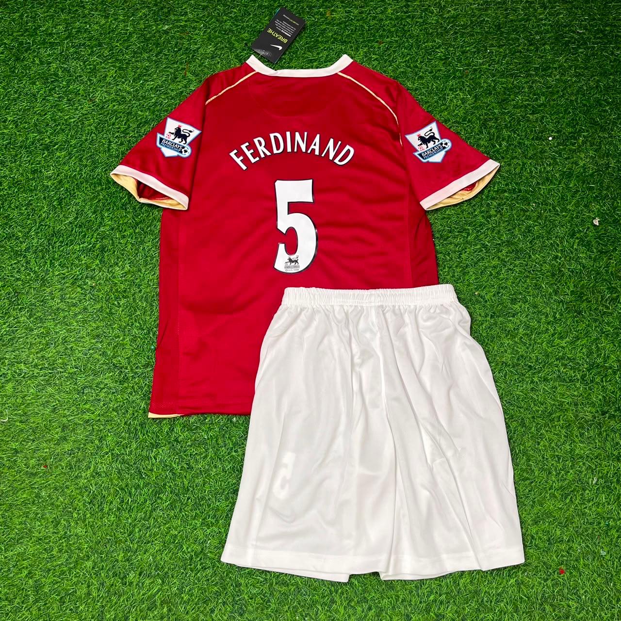 Rio Ferdinand #5 Manchester United 2006-2007 Kids Home Football Jersey Kit
