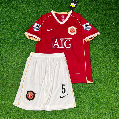 Rio Ferdinand #5 Manchester United 2006-2007 Kids Home Football Jersey Kit