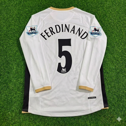 Rio Ferdinand #5 Manchester United 2006-2007 White Retro Long Sleeve Football Jersey Kit