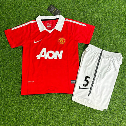 Rio Ferdinand Manchester United 2010/2011 Retro Kids Home Football Jersey Kit