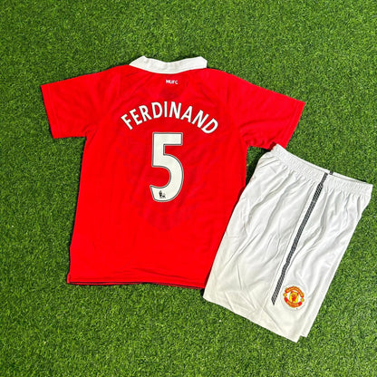 Rio Ferdinand Manchester United 2010/2011 Retro Kids Home Football Jersey Kit