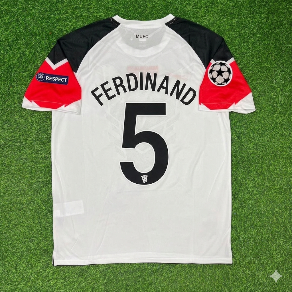 Rio Ferdinand #5 Manchester United 2011 Champions League Final White Football Jersey Kit