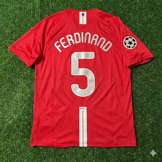 Rio Ferdinand Manchester United Champions League Final Moscow 2008 Retro Red Football Shirt Jersey