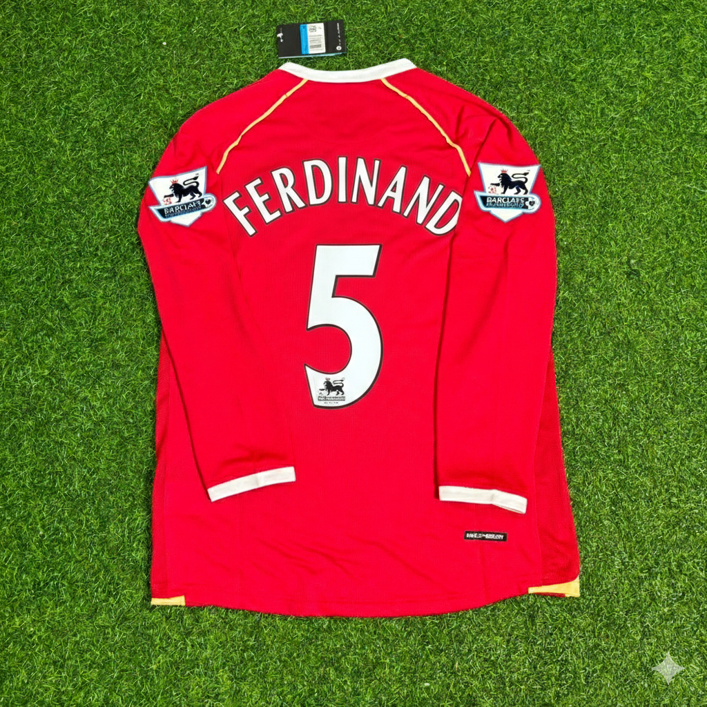 Rio Ferdinand Manchester United 2006-2007 Red Long Sleeve Football Jersey