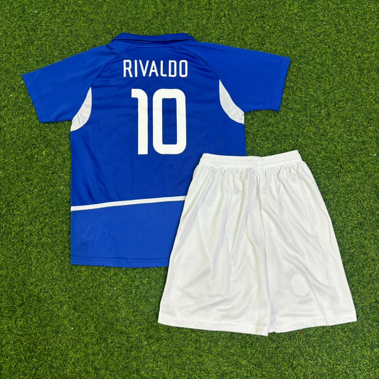 Brazil 2002 Rivaldo Away Kids Football Jersey
