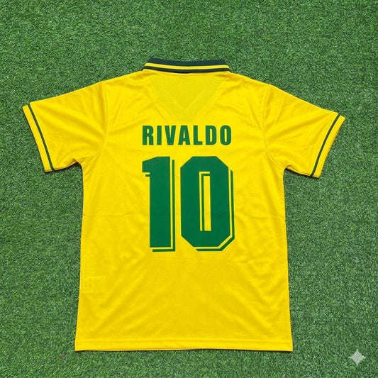 Rivaldo #10 Brazil Retro Football Jersey Kit