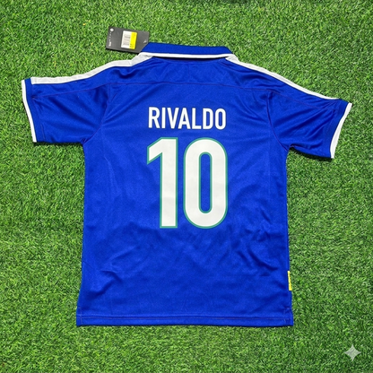 Rivaldo Brazil 1997 Blue Retro Football Jersey Kit