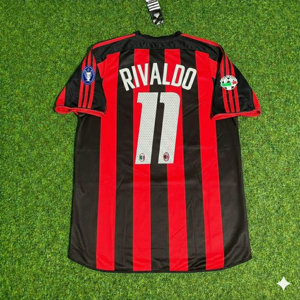 Rivaldo 11 Milan 2003/2004 Home Retro Football Jersey Kit