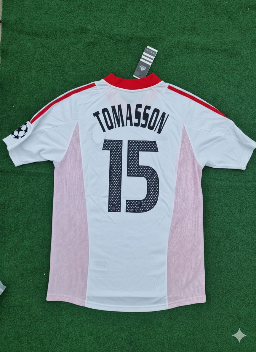 Jon Dahl Tomasson AC Milan 2003 Champions League Final Old Trafford White Retro Football Jersey