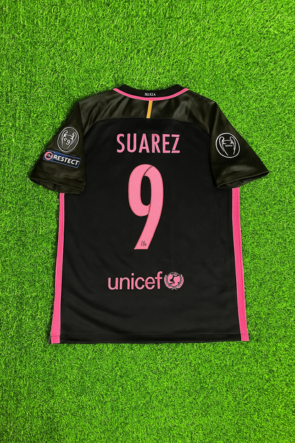 Luis Suarez Barcelona 2014/15 Retro Black Pink Football Jersey