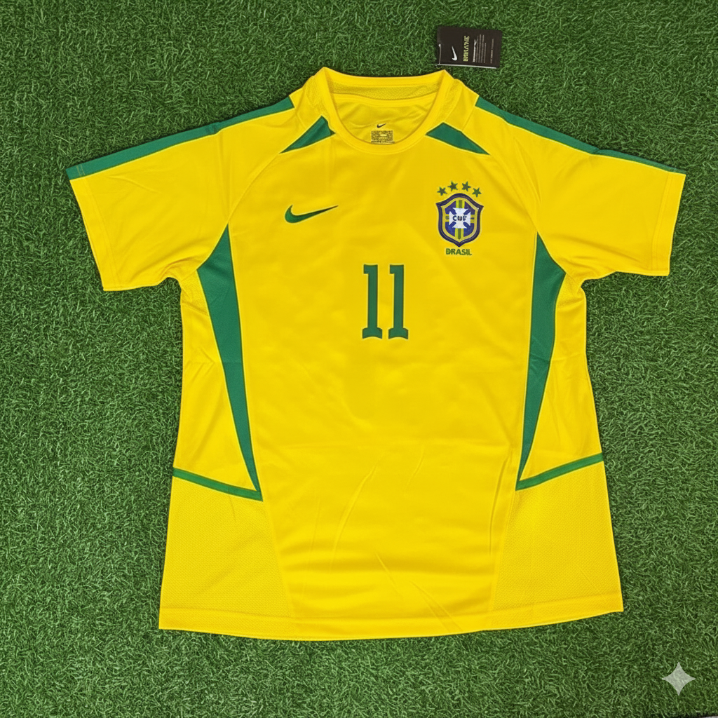 Brazil World Cup 2002 Ze Roberto Yellow Retro Football Jersey