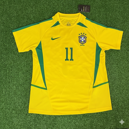 Brazil World Cup 2002 Ze Roberto Yellow Retro Football Jersey