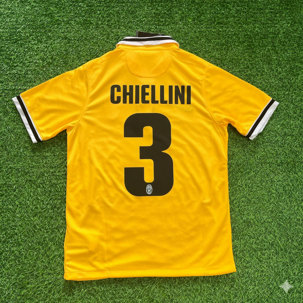Giorgio Chiellini Juventus 2013/2014 Yellow Away Retro Football Jersey Kit