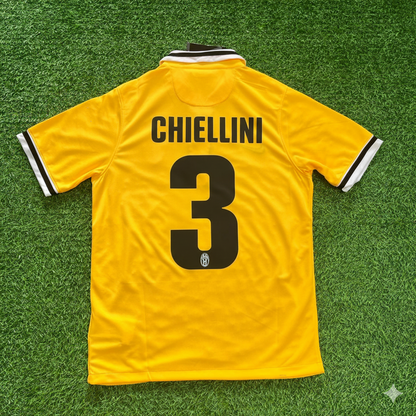 Giorgio Chiellini Juventus 2013/2014 Yellow Away Retro Football Jersey Kit