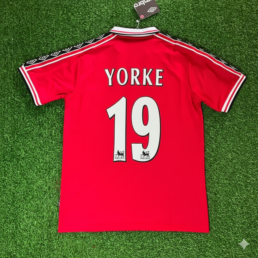 Dwight Yorke Manchester United 1999 Red Retro Football Jersey